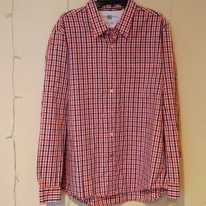 Club Room Slim Fit Long Sleeve Shirt, Orange/Blue, XXL